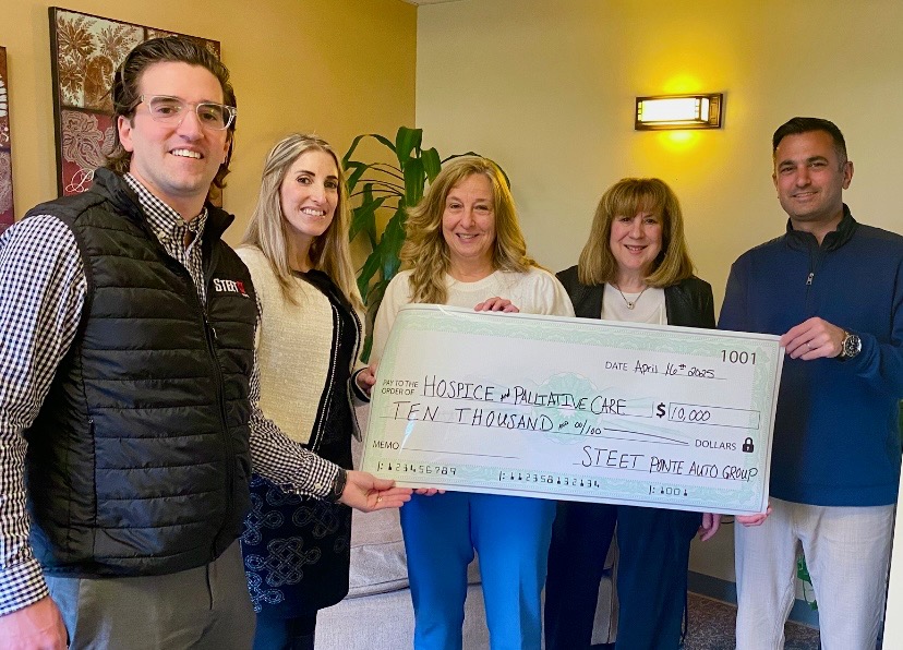 Steet Ponte Auto Group Donation to Hospice in New Hartford, NY. From left to right: Joe Steet Jr., Carly Steet Mathias, Mary Bogdan, CEO of Hospice; Joanne Moskal, CIO of Hospice; Steve Ponte Jr.
