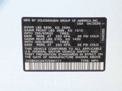 2026 Volkswagen Atlas 2.0T SEL