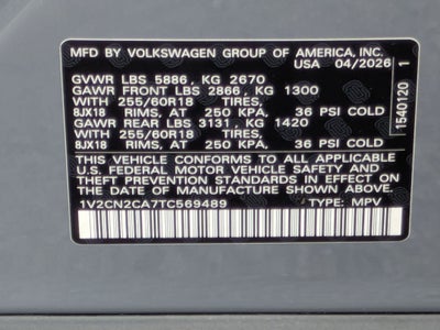 2026 Volkswagen Atlas 2.0T Peak Edition