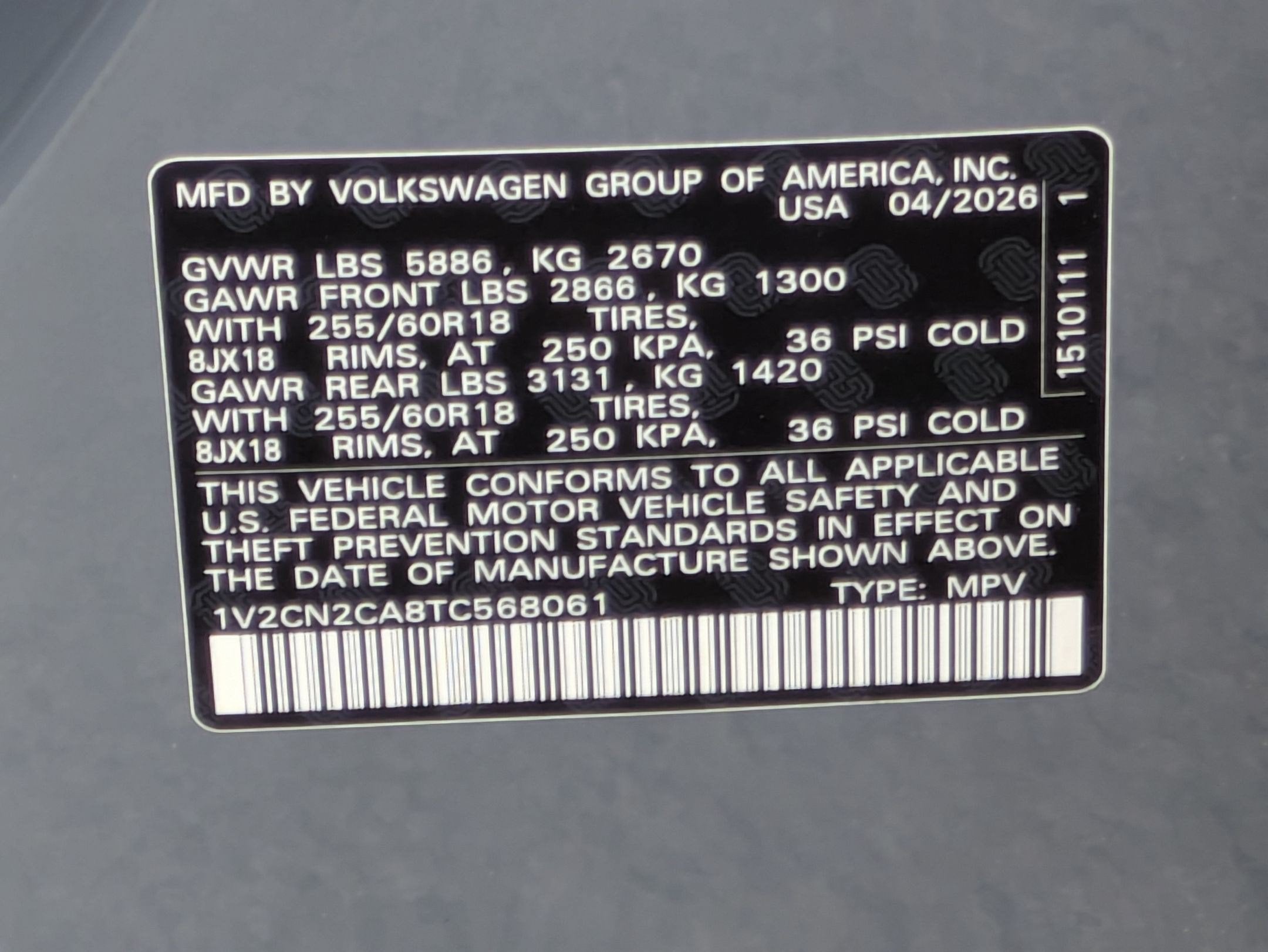 2026 Volkswagen Atlas 2.0T Peak Edition