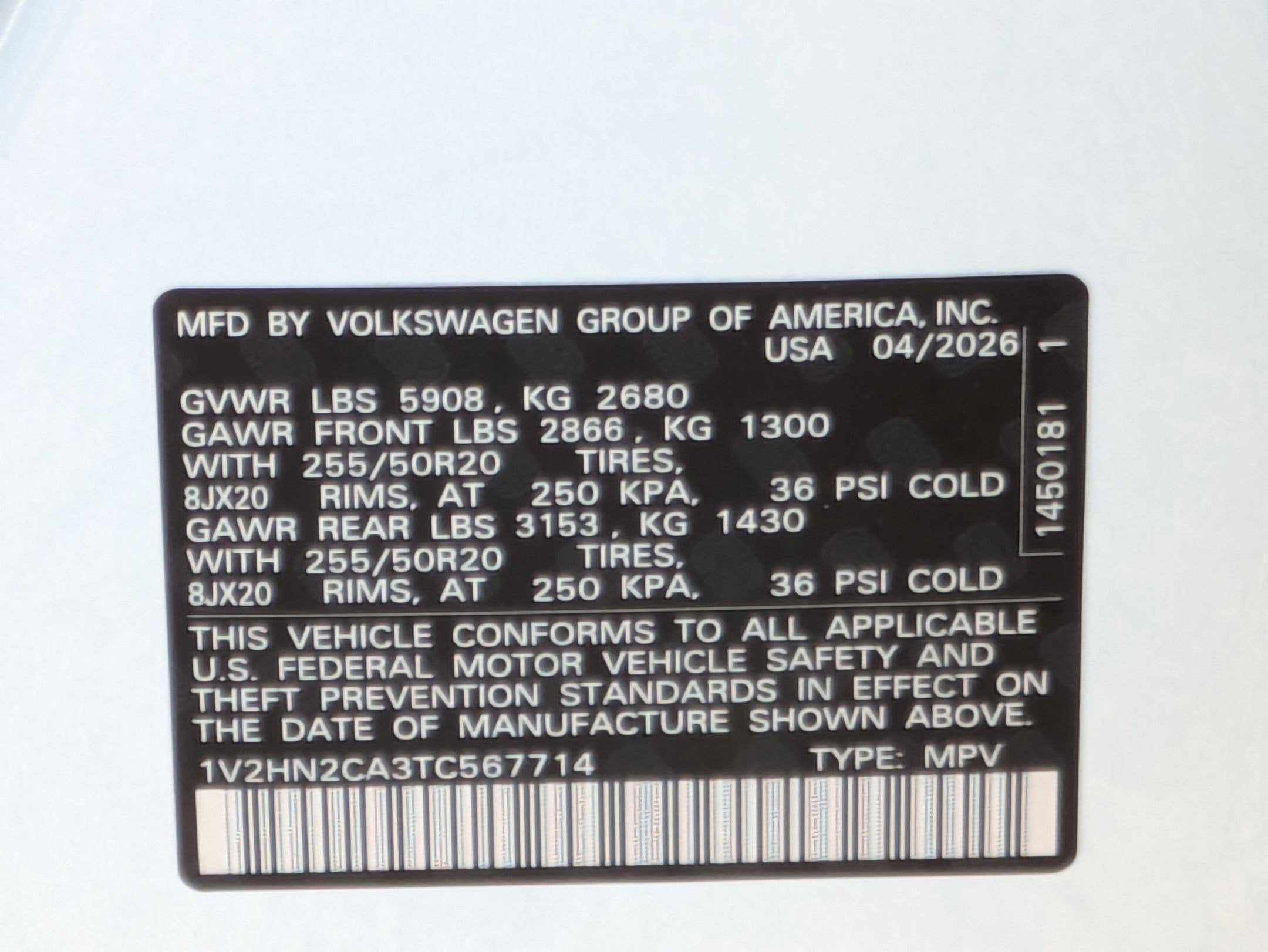 2026 Volkswagen Atlas 2.0T SE w/Technology