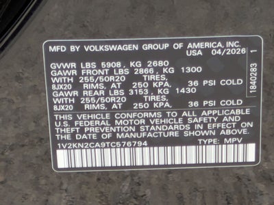 2026 Volkswagen Atlas 2.0T SE w/Technology