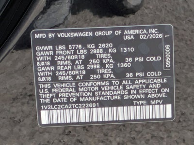 2026 Volkswagen Atlas Cross Sport 2.0T SE