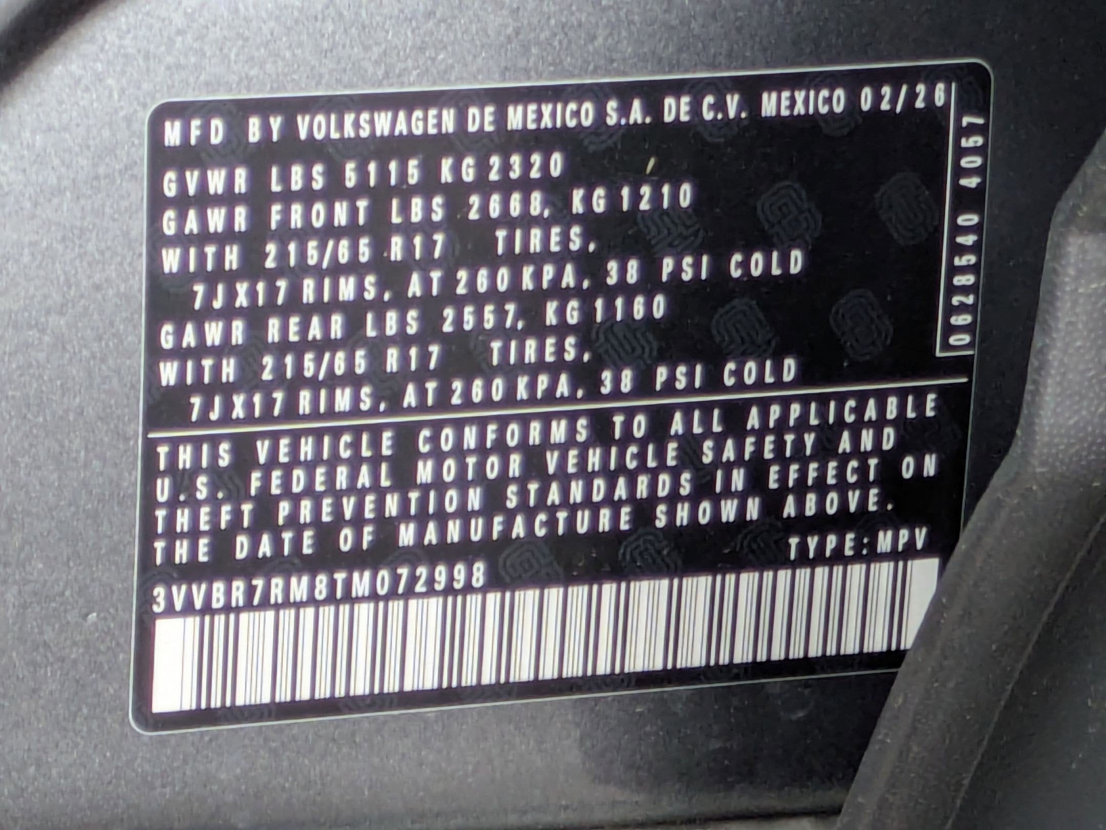 2026 Volkswagen Tiguan 2.0T S