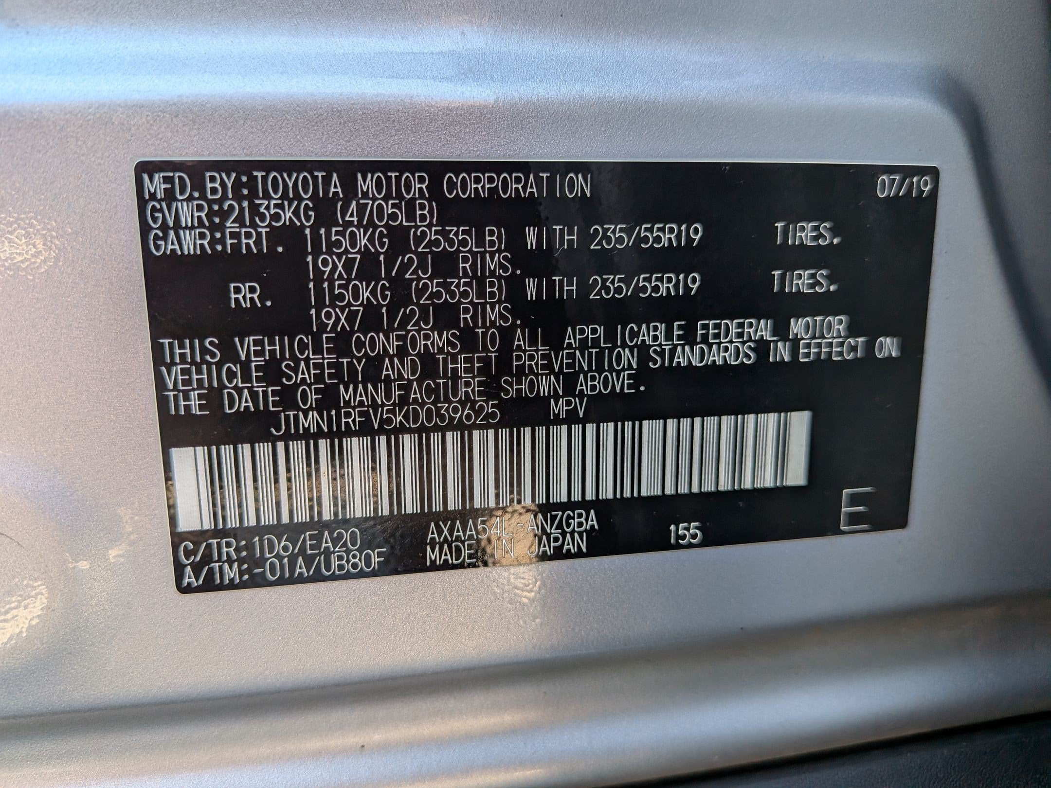 2019 Toyota RAV4 Limited w/ Advanced Teck & Cold Weather Pkg