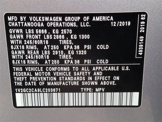 2020 Volkswagen Atlas Cross Sport 2.0T S 4Motion