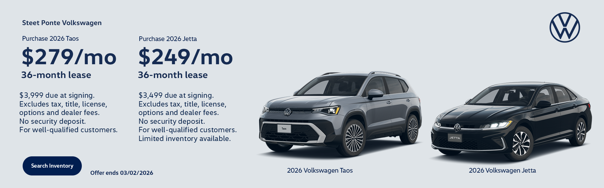 Taos and Jetta Lease Banner
