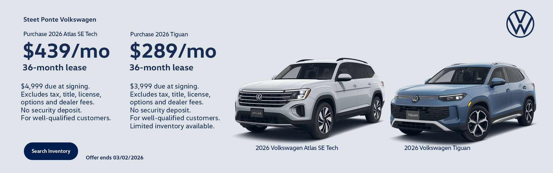 Atlas and Tiguan Lease Banner