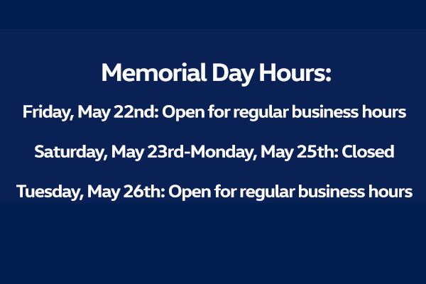 Memorial Day Hours 